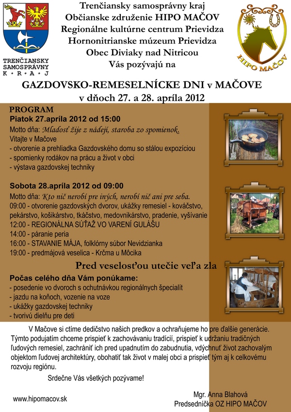 Gazdovsko - remeselnícke dni v Mačove - plagát