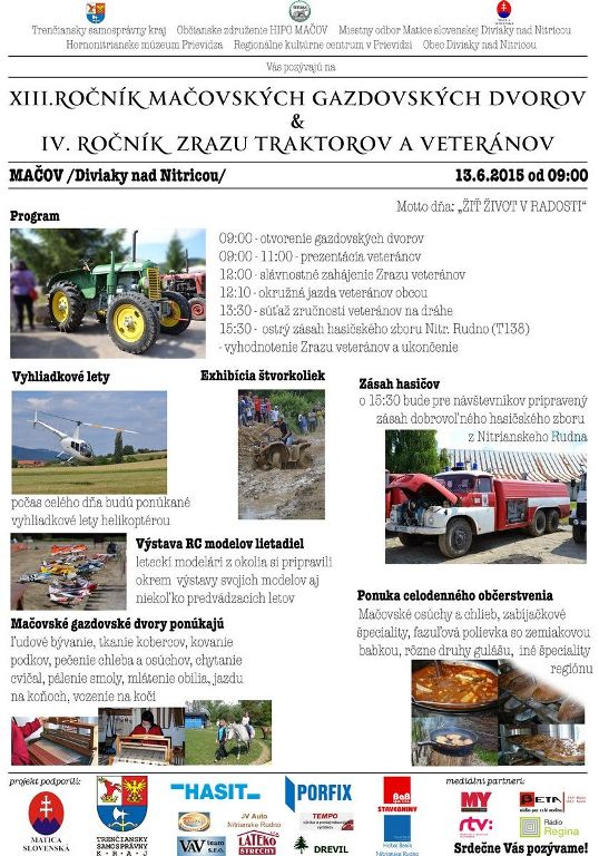 Mačovské gazdovské dvory a Zraz traktorov a veteránov - plagát