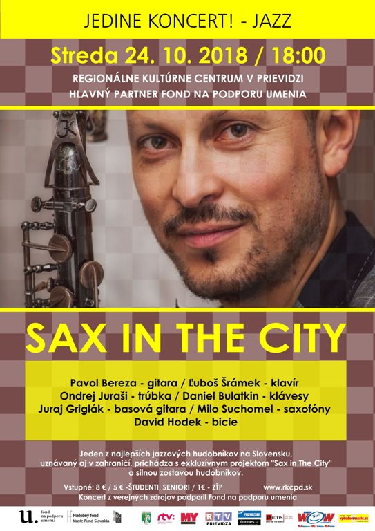 Jedine koncert! - jazz / Milo Suchomel - Sax in the city - plagát
