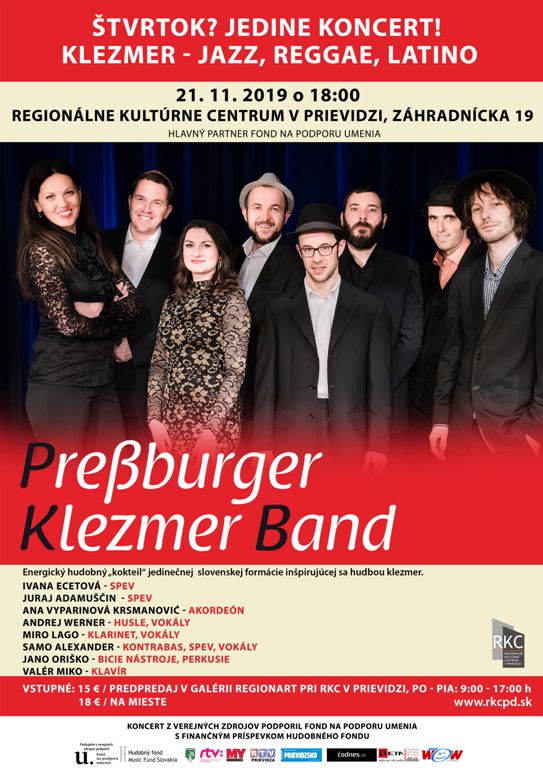 Štvrtok? Jedine koncert! Preßburger Klezmer Band - plagát