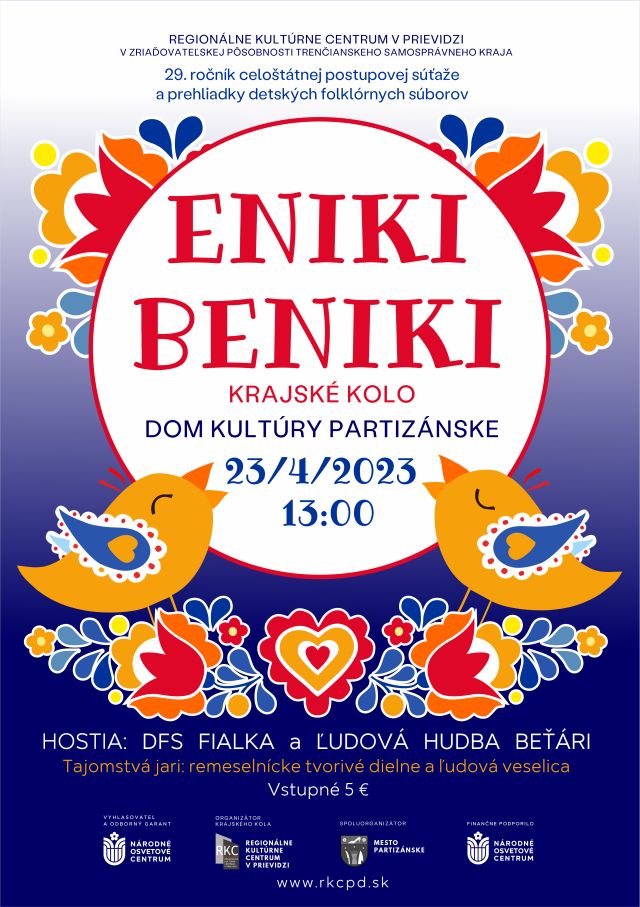Eniki beniki 2023 - krajská súťaž - plagát