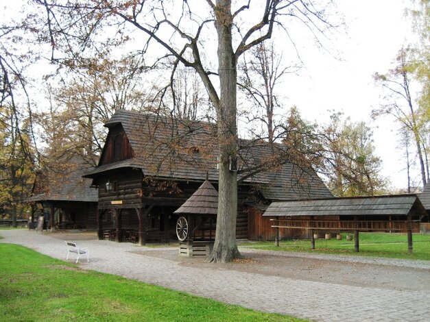 Drevené mestečko v rámci Valašského múzea v prírode v Rožnove pod Radhoštěm