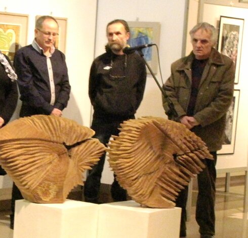 Vystavujúci autori - zľava: L. Vörös, R. Cigánik a T. Jelenek