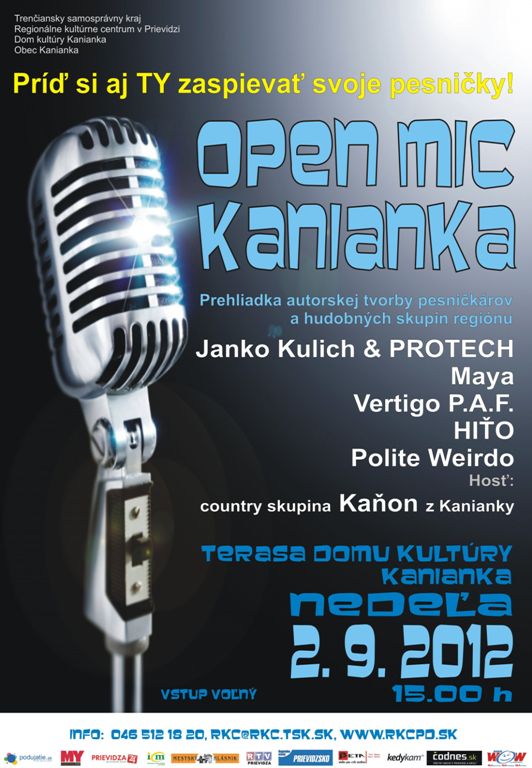 Open Mic Kanianka - plagát
