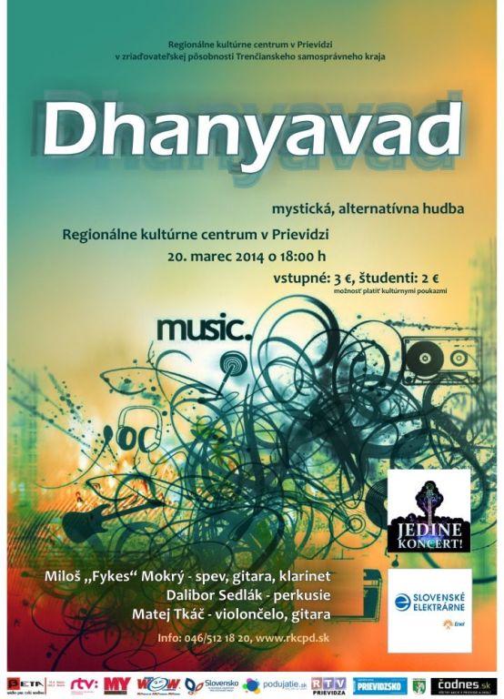 Štvrtok? Jedine koncert! Dhanyavad - plagát