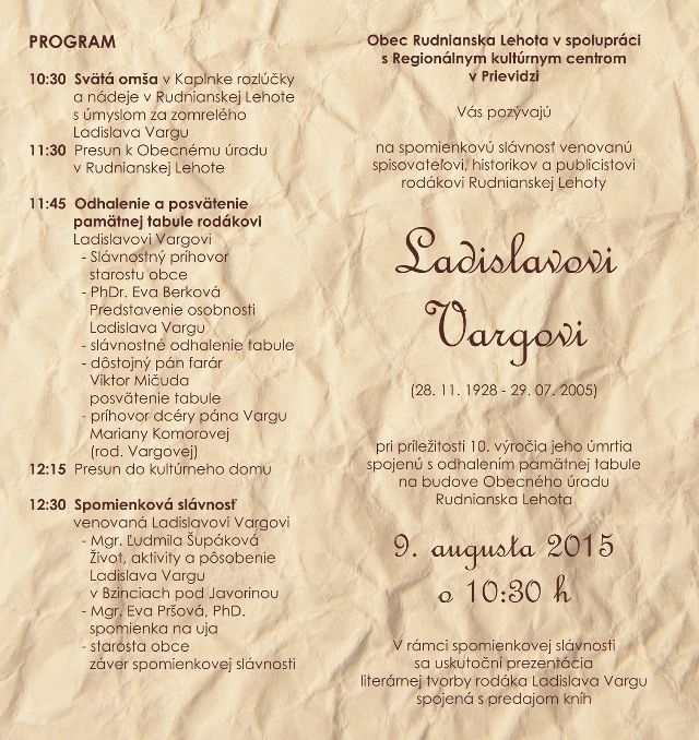 Spomienková slávnosť v Rudnianskej Lehote