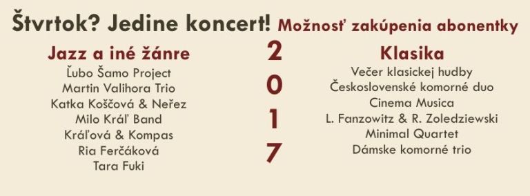 Štvrtok? Jedine koncert! 2017