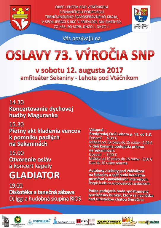 Oslavy SNP Lehota pod Vtacnikom - plagat