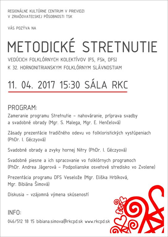 Stretnutie vedúcich folklórnych kolektívov - pozvánka