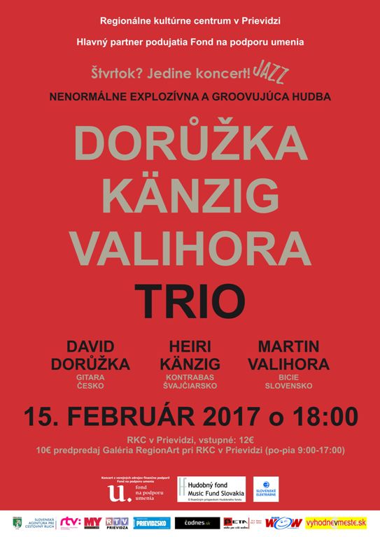 Štvrtok? Jedine koncert! Doruzka, Kanzig, Valihora trio - plagát