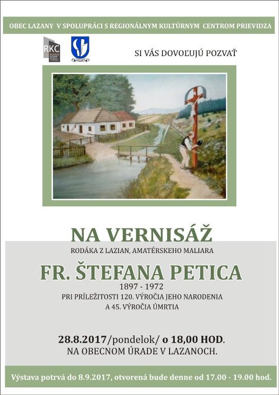 Vernisáž výstavy Fr. Štefana Petica - plagát