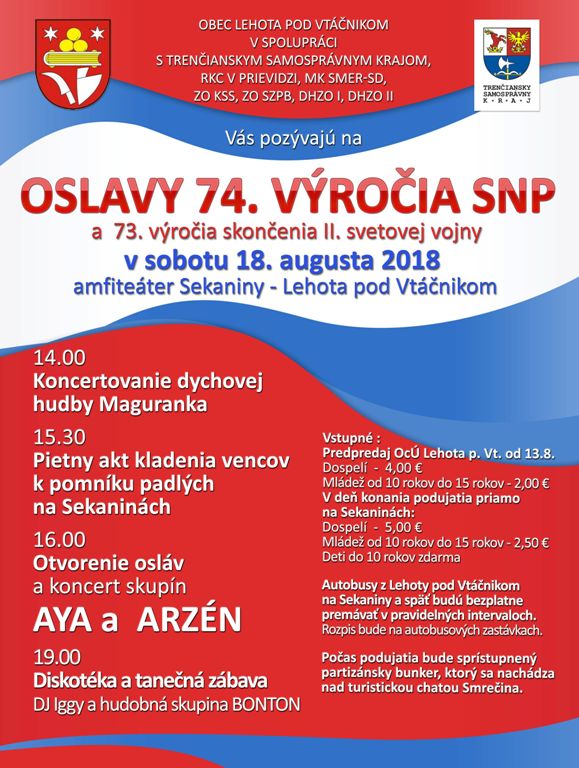 Oslavy 74. výročia SNP na Sekaninách - plagát