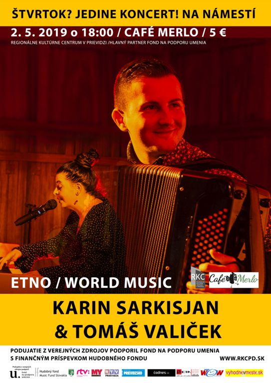 Štvrtok? Jedine koncert! Na námestí: Karin Sarkisjan & Tomáš Valiček - plagát