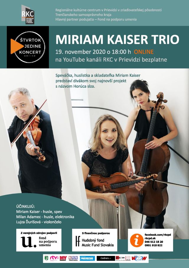 Štvrtok? Jedine koncert! Miriam Kaiser Trio - plagát