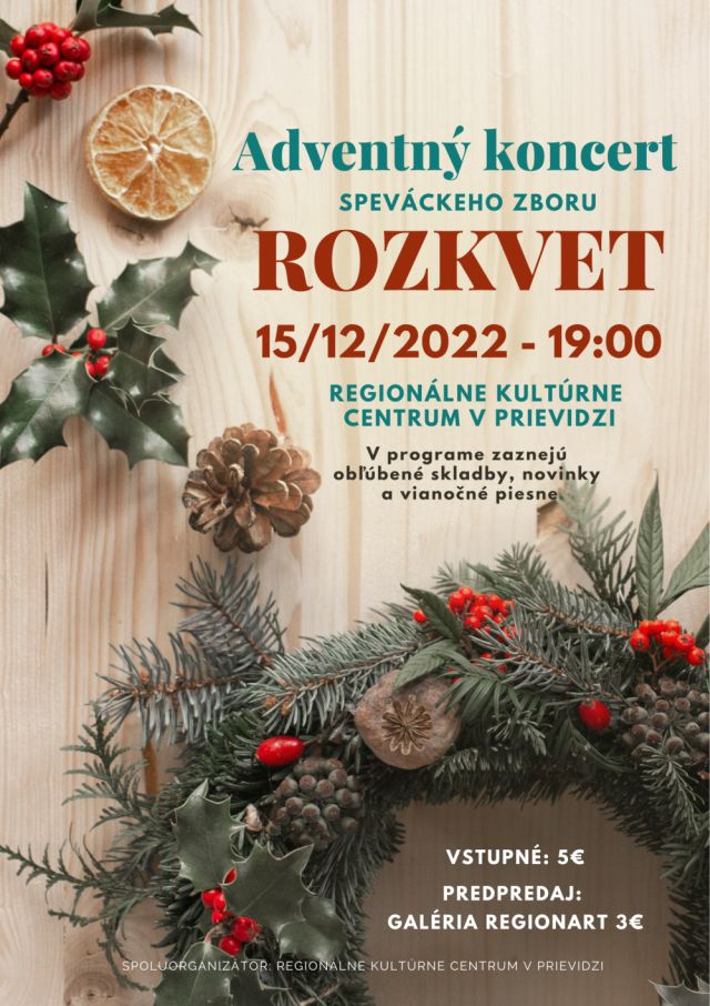 Adventný koncert speváckeho zboru Rozkvet - plagát