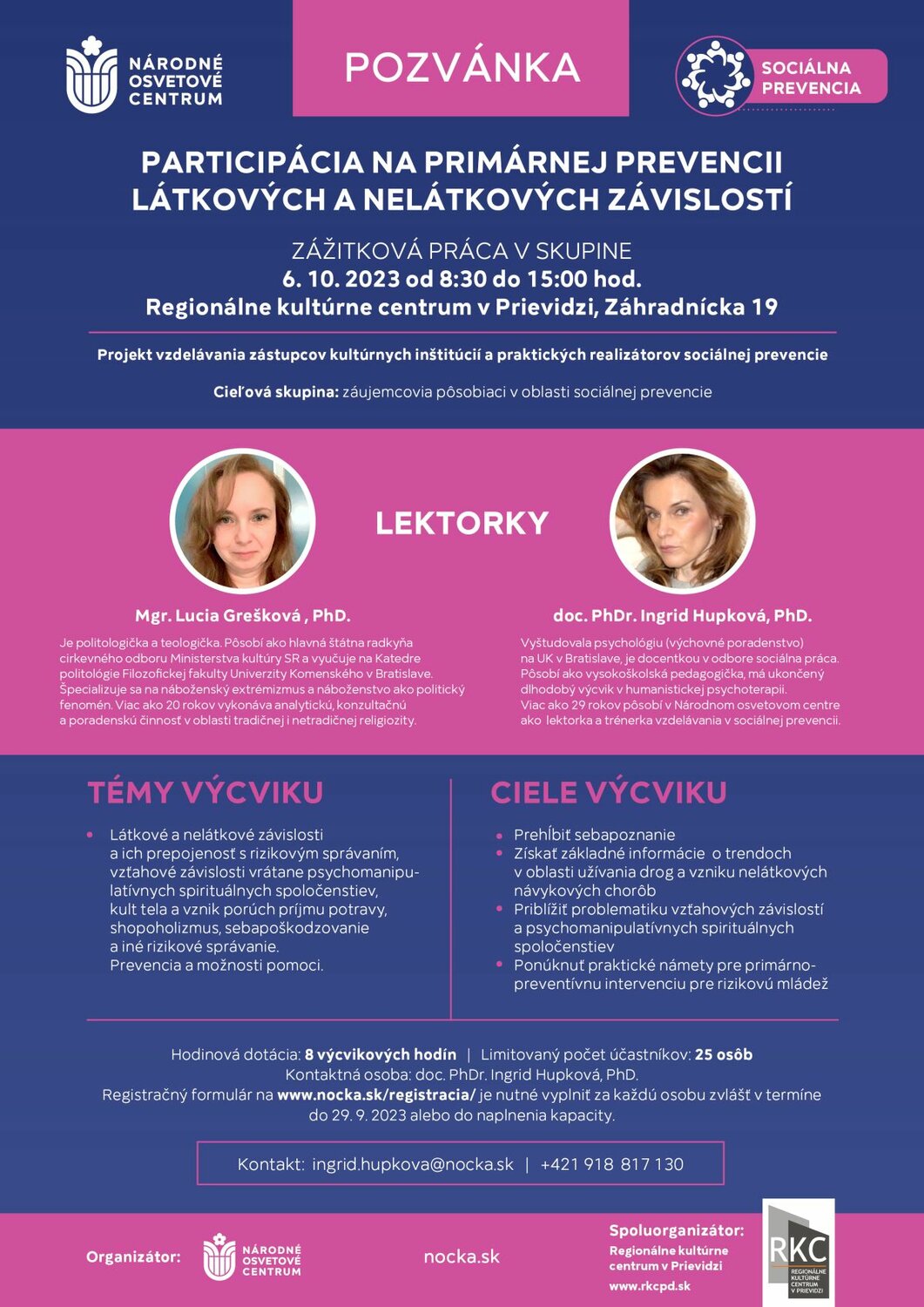  Participácia na primárnej prevencii látkových a nelátkových závislostí - plagát