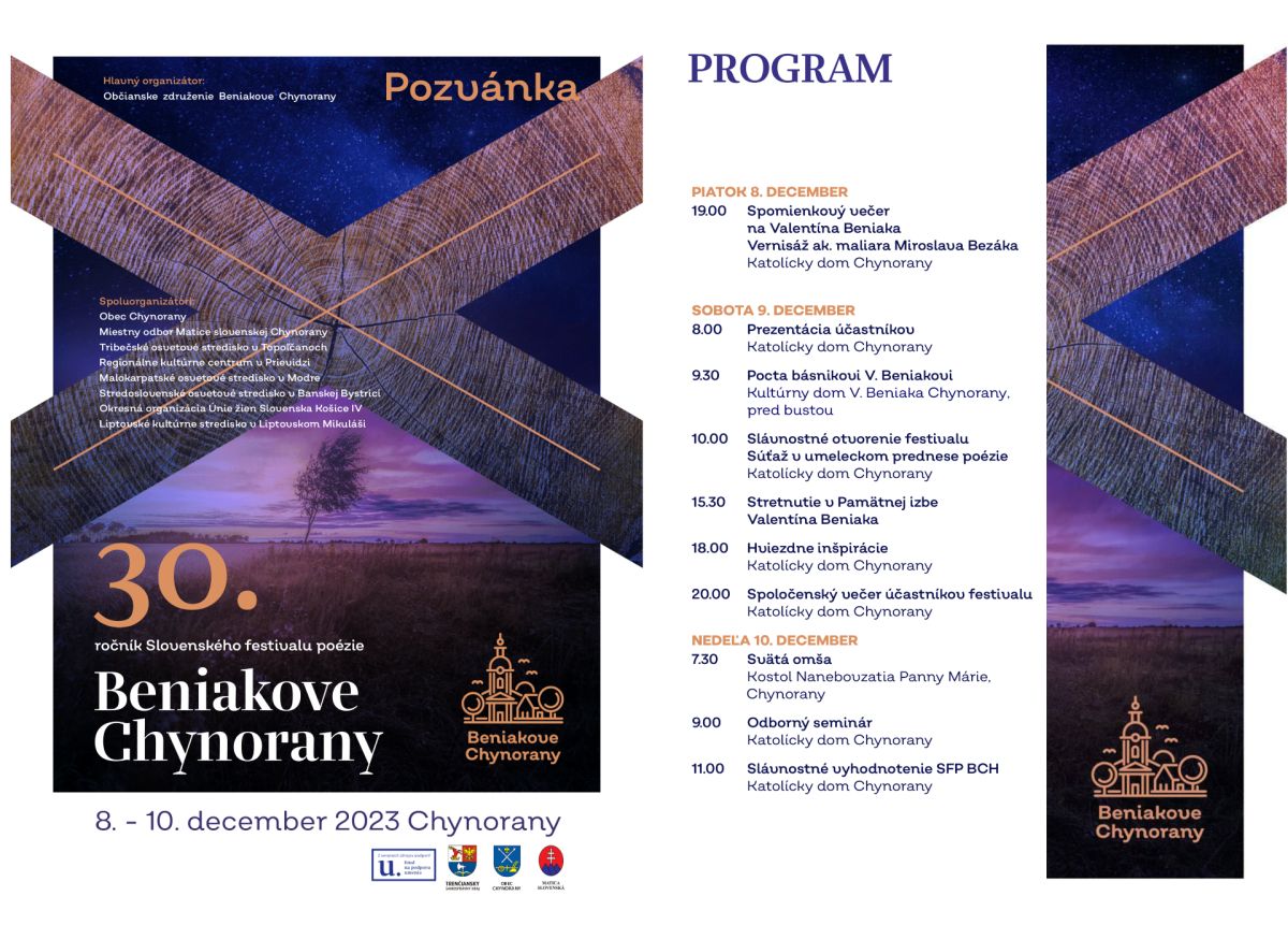 Beniakove Chynorany 2023 - plagát, pozvánka
