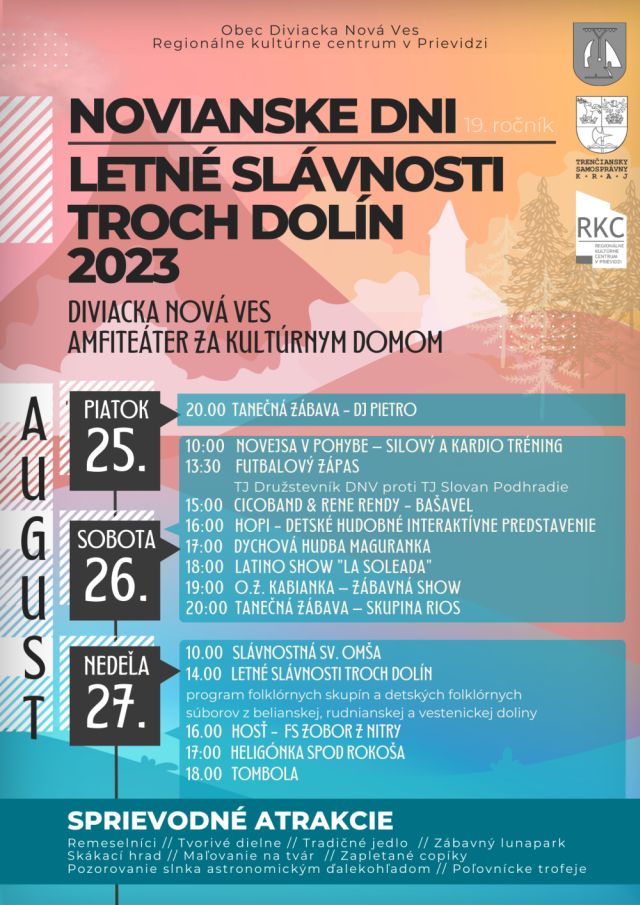 Novianske dni / Letné slávnosti troch dolín 2023 - plagát