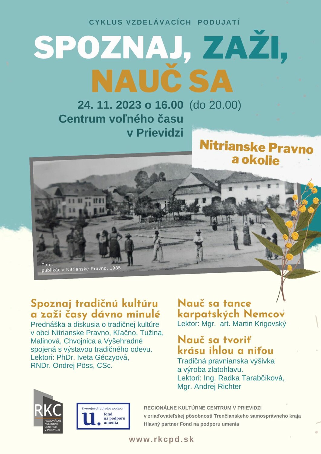 Spoznaj, zaži, nauč sa - Nitrianske Pravno a okolie - plagát