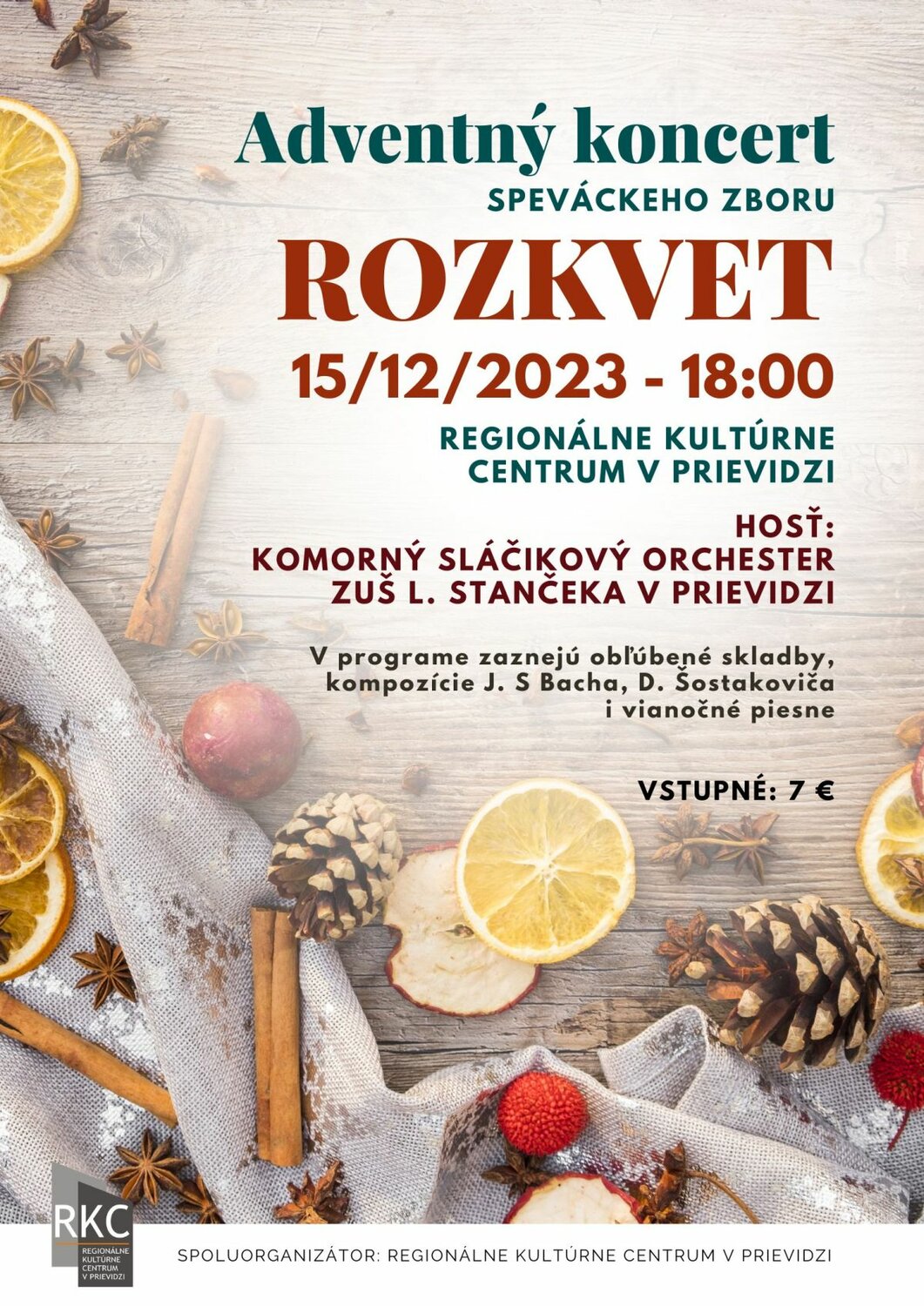 Adventný koncert speváckeho zboru Rozkvet - plagát