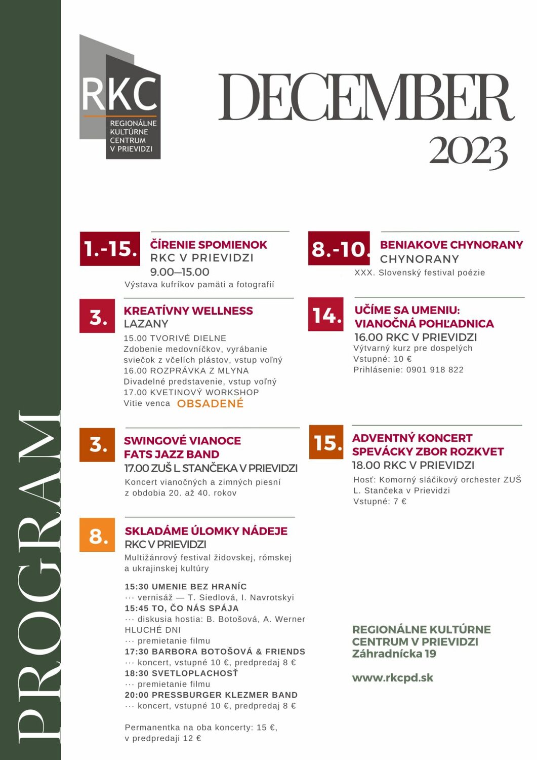 Podujatia na mesiac december 2023 - plagát