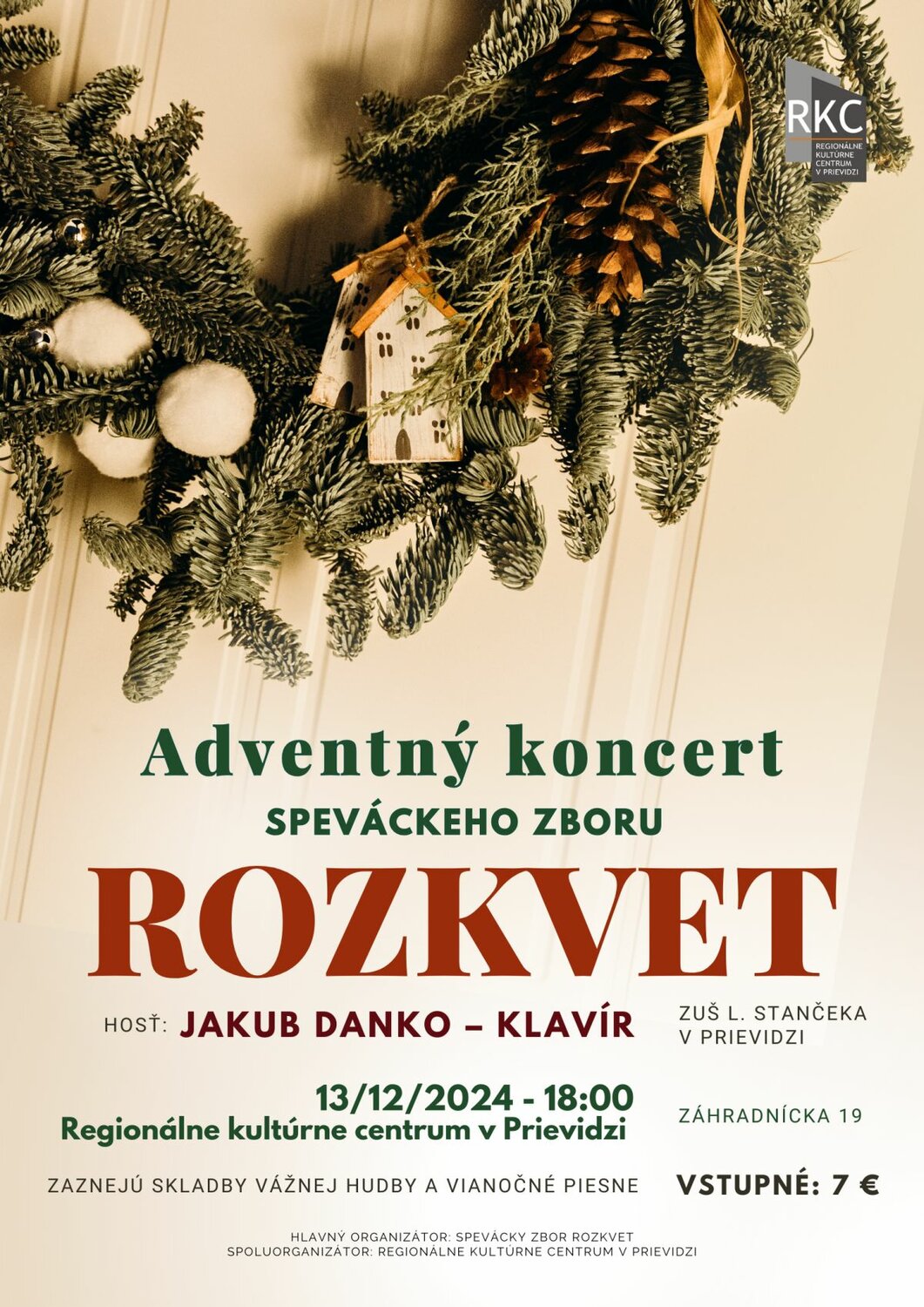 Adventný koncert speváckeho zboru Rozkvet - plagát
