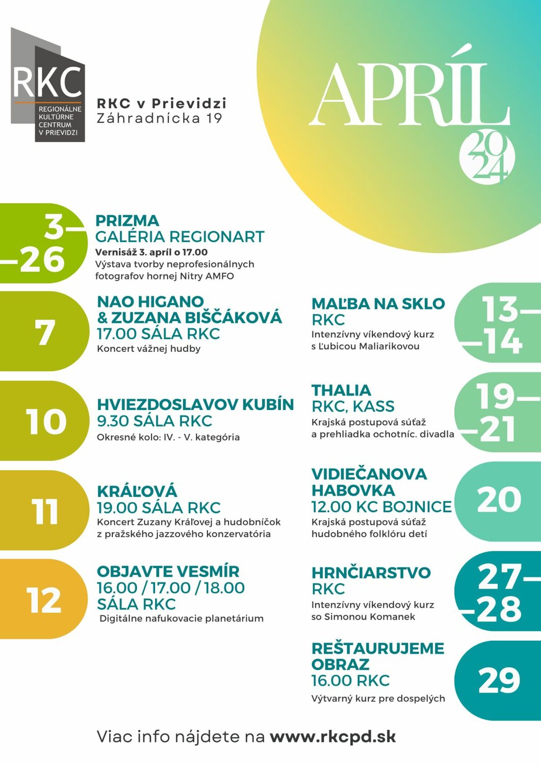 Podujatia v mesiaci apríl 2024 - plagát