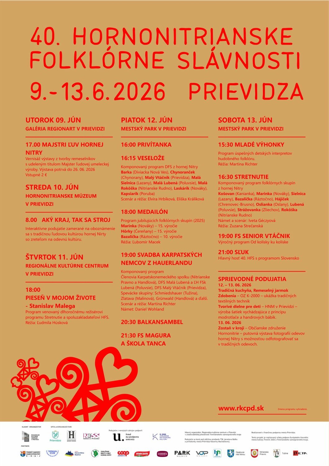 Hornonitrianske folklórne slávnosti 2026 - programový plagát