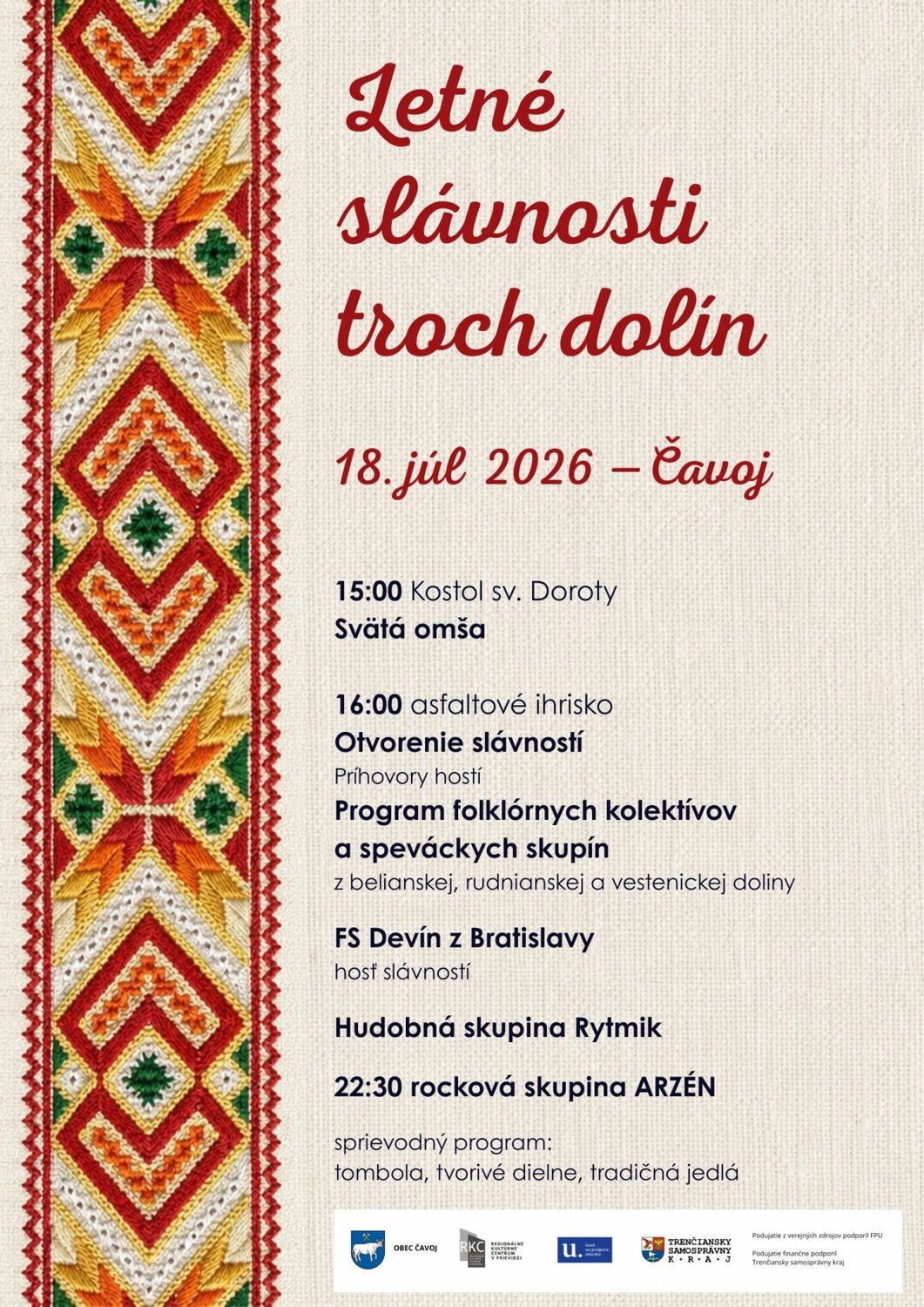 Letné slávnosti troch dolín 2026 - plagát