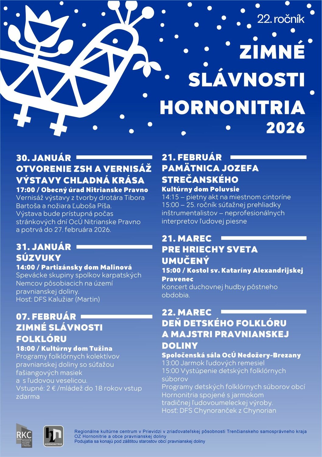 Zimné slávnosti Hornonitria 2026 - plagát