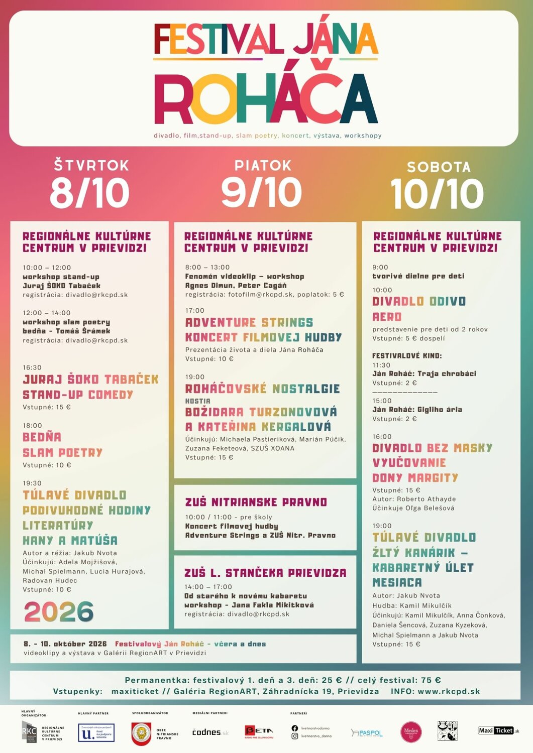 Festival Jána Roháča 2026 - programový plagát