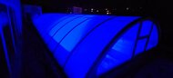 Modré srdce (Blue Heart) - pohľad na strechu galérie Regionart pri RKC v Prievidzi