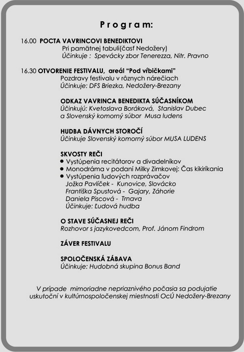 Brána jazykov otvorená - program