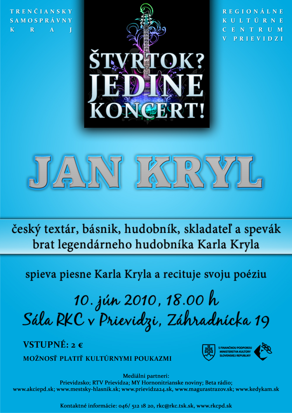 Štvrtok? Jedine koncert! Jan Kryl - plagát