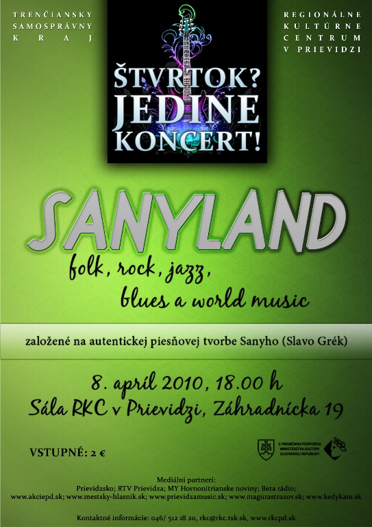 Štvrtok? Jedine koncert! Sanyland - plagát